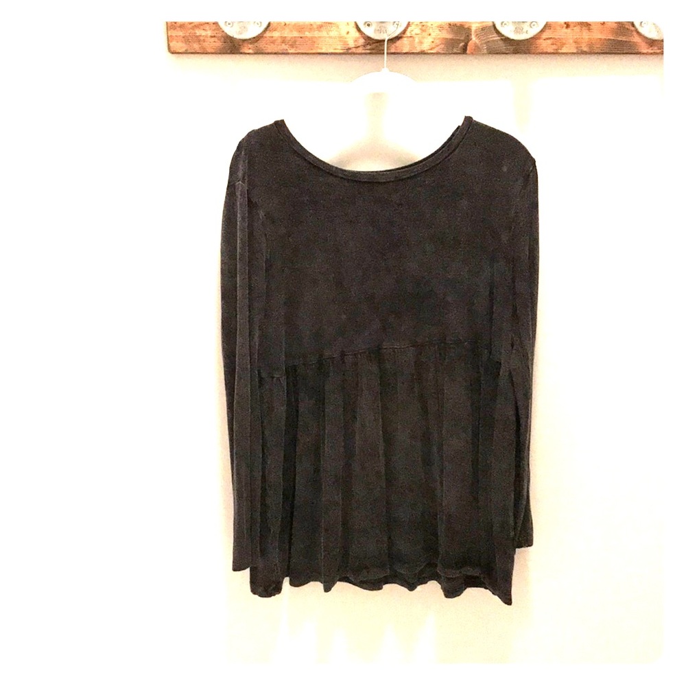 Gray Peplum Long Sleeve Shirt